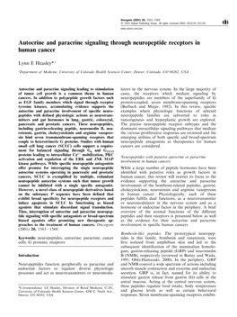 Autocrine and Paracrine Signaling Through Neuropeptide Receptors in Human Cancer