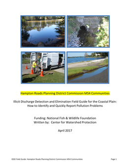 Illicit Discharge Detection and Elimination Field Guide for the Coastal Plain: How to Identify and Quickly Report Pollution Problems