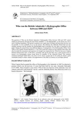 Who Ran the British Admiralty's Hydrographic Office Between 1808 and 1829?