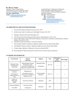 Curriculum Vitae- Dr.Divya C.Senan