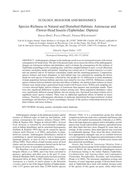 Species Richness in Natural and Disturbed Habitats: Asteraceae and Flower-Head Insects (Tephritidae: Diptera)