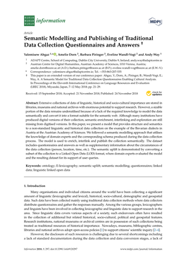 Semantic Modelling and Publishing of Traditional Data Collection Questionnaires and Answers †