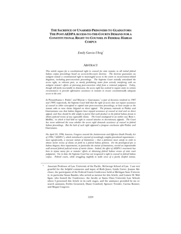 The Post-Aedpa Access-To-The-Courts Demand for a Constitutional Right to Counsel in Federal Habeas Corpus