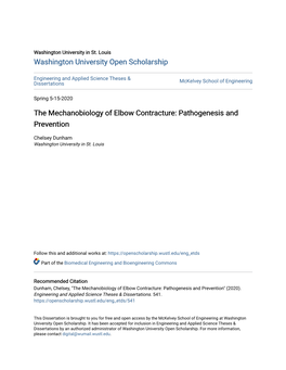 The Mechanobiology of Elbow Contracture: Pathogenesis and Prevention