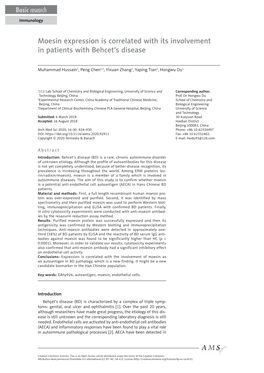 Moesin Expression Is Correlated with Its Involvement in Patients with Behcet's Disease