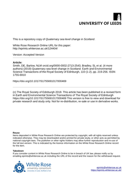 Quaternary Sea Level Change in Scotland