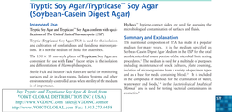 Tryptic Soy Agar/Trypticase™ Soy Agar (Soybean-Casein Digest Agar)