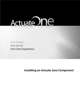 Installing an Actuate Java Component This Documentation Has Been Created for Software Version 11.0.5