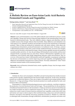 A Holistic Review on Euro-Asian Lactic Acid Bacteria Fermented Cereals and Vegetables