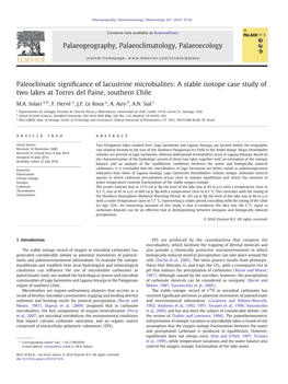 A Stable Isotope Case Study of Two Lakes at Torres Del Paine, Southern Chile