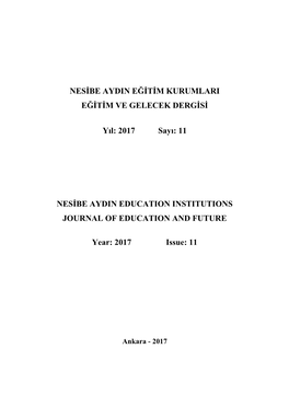 2017 Sayı: 11 NESİBE AYDIN EDUCATION