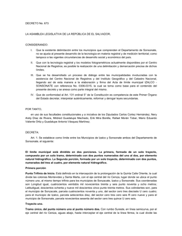 DECRETO No. 673 LA ASAMBLEA LEGISLATIVA DE LA REPÚBLICA