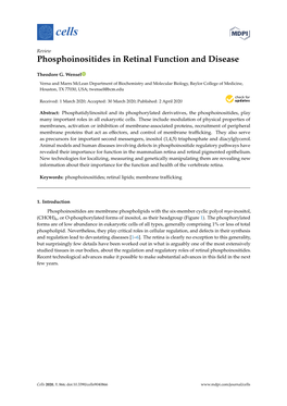 Phosphoinositides in Retinal Function and Disease