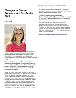 Changes in Swaner Preserve and Ecocenter Staff - 1