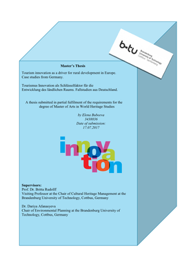 Master's Thesis Tourism Innovation As a Driver for Rural Development In