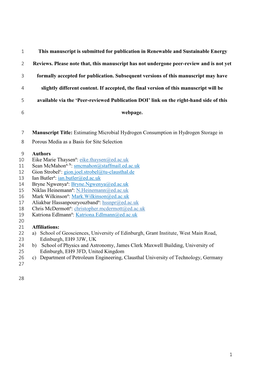 1 This Manuscript Is Submitted for Publication in Renewable and Sustainable Energy