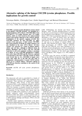 Alternative Splicing of the Human CDC25B Tyrosine Phosphatase