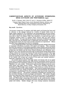 Cardiovascular Aspects of Autonomic Dysreflexia Since Guttmann and Whitteridge (1947)