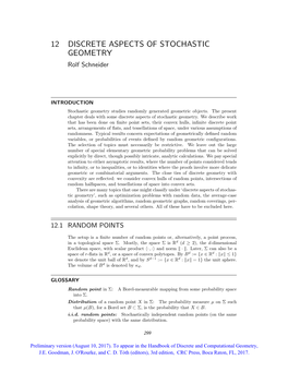 12 DISCRETE ASPECTS of STOCHASTIC GEOMETRY Rolf Schneider