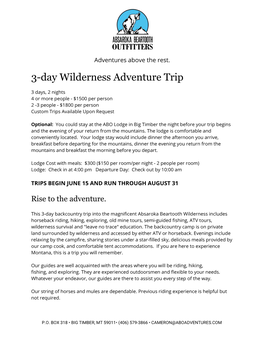 3-Day Wilderness Adventure Trip