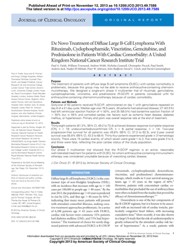 De Novo Treatment of Diffuse Large B-Cell Lymphoma with Rituximab