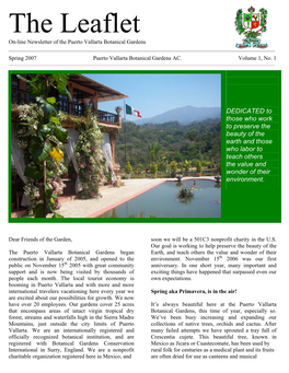The Leaflet On-Line Newsletter of the Puerto Vallarta Botanical Gardens ______