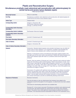 Rectus Diastasis Repairs --Manuscript Draft