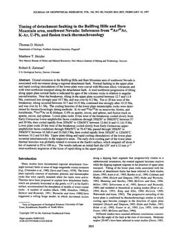 Timing of Detachment Faulting in the Bullfrog Hills and Bare Mountain