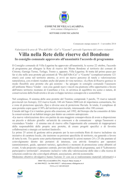 Villa Nella Rete Delle Riserve Del Bondone in Consiglio Comunale Approvato All'unanimità L'accordo Di Programma
