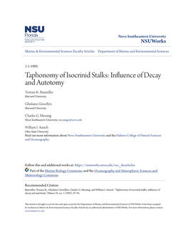 Taphonomy of Isocrinid Stalks: Influence of Decay and Autotomy Tomasz K