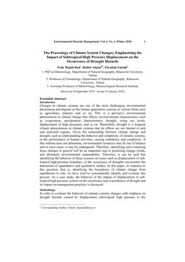 The Praxeology of Climate System Changes; Emphasizing the Impact of Subtropical High Pressure Displacement on the Occurrence Of