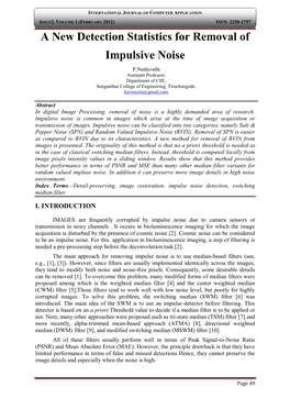 A New Detection Statistics for Removal of Impulsive Noise