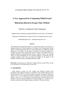 A New Approach for Computing Multi-Fractal Dimension Based On