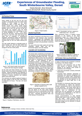 Experiences of Groundwater Flooding, South Winterbourne Valley, Dorset Charles Bennett1, Brian Richards2 1Parsons Brinckerhoff, 2Dorset County Council