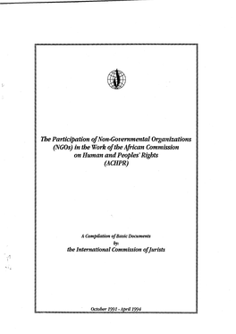 Ngos) in the Work of the African Commission on Human and Peoples' Rights (ACHPR)