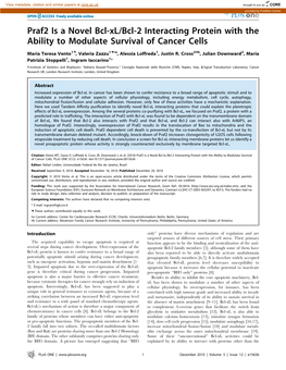 Praf2 Is a Novel Bcl-Xl/Bcl-2 Interacting Protein with the Ability to Modulate Survival of Cancer Cells