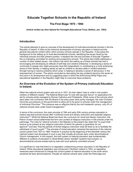 Educate Together Schools in the Republic of Ireland (1975-1994)