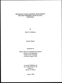 Proposed Coastal Erosion Management for the Northern Coast of Java Indonesia