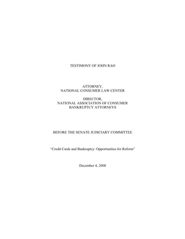 Credit Cards and Bankruptcy: Opportunities for Reform”