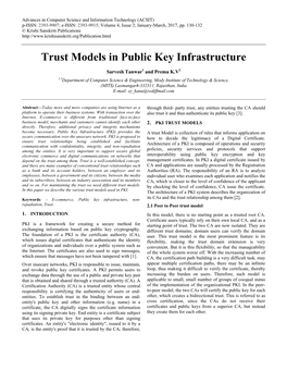 Trust Models in Public Key Infrastructure