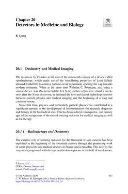 Chapter 20 Detectors in Medicine and Biology