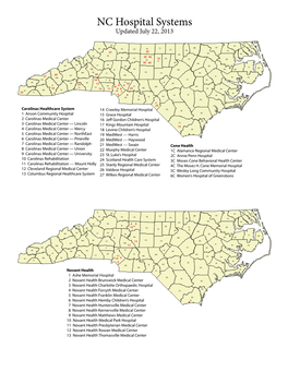 NC Hospital Systems Updated July 22, 2013