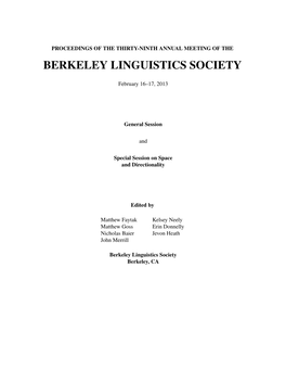 Berkeley Linguistics Society