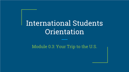 International Students Orientation