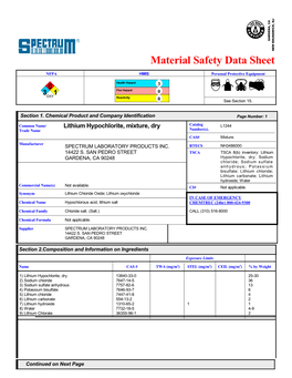 Material Safety Data Sheet