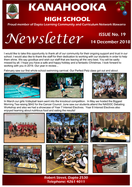 Kanahooka High School Newsletter Issue 19 2018