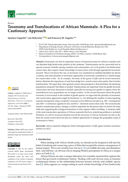 Taxonomy and Translocations of African Mammals: a Plea for a Cautionary Approach