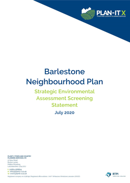 Barlestone Neighbourhood Plan Strategic Environmental Assessment Screening Statement July 2020