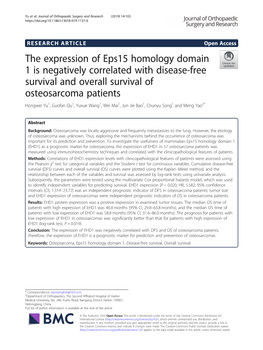 The Expression of Eps15 Homology Domain 1 Is Negatively Correlated