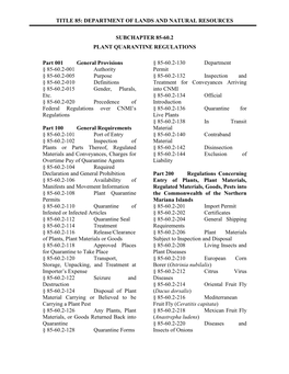 Title 85-60.2 Plant Quarantine Regulations